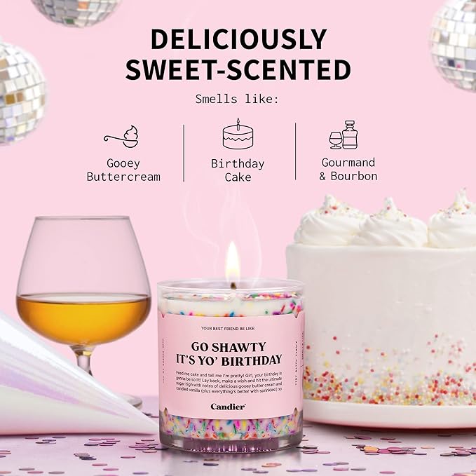 Birthday Cake Scented Candle, Natural Soy Candle with Birthday Cake & Buttercream Notes, Aromatherapy for Relaxation, Unique Candles Gifts for Women, 60-Hour Burn Time - Candier by Ryan Porter