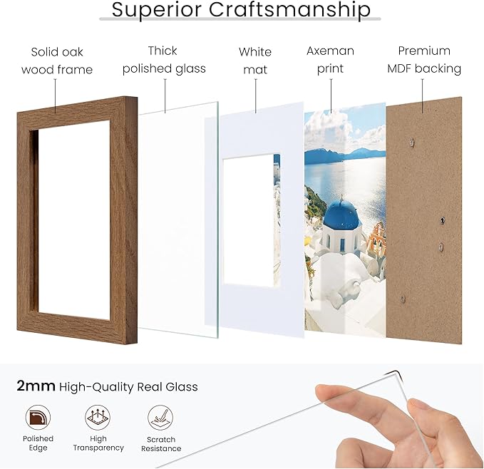 Axeman 13x19 Poster Frame | Solid Oak Wood 13x19 Picture Frame With Mat for 11x17 | 13''x19'' Wood Frame | Tempered Glass and Hanging Hardware Included Home Wall Decor Hanging Frame | Walnut