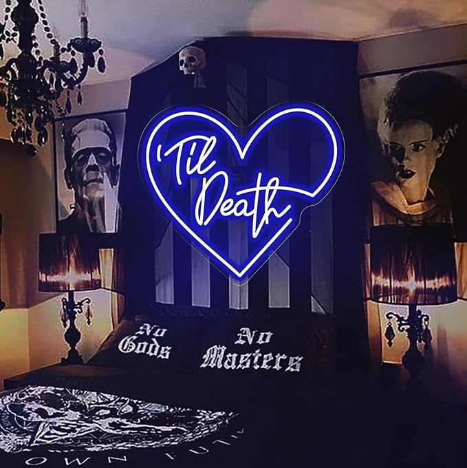 Custom Til Death Heart Neon Sign Wedding LED Neon Light Neon Sign Customizable for Wall Decor Wedding Valentine's Day Backdrop Birthday Party Décor