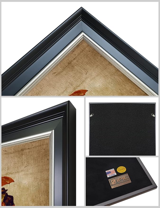 IPIC - Our First Kiss, Personalized Ideal Gift Custom Framed Wall Art with Names and Date, Giclee Prints with Solid Wood Frame, Unique and Memorable Present. Wall Art for Home Decor.