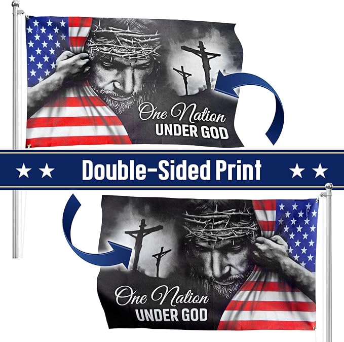 FLAGWIX 4x6 Patriot American Flags, One Nation Under God American Jesus Flag, Decorations For Home, Outside, Independence Day House Flag, Patriot Decorations - Outdoor Decor Flag with Grommets