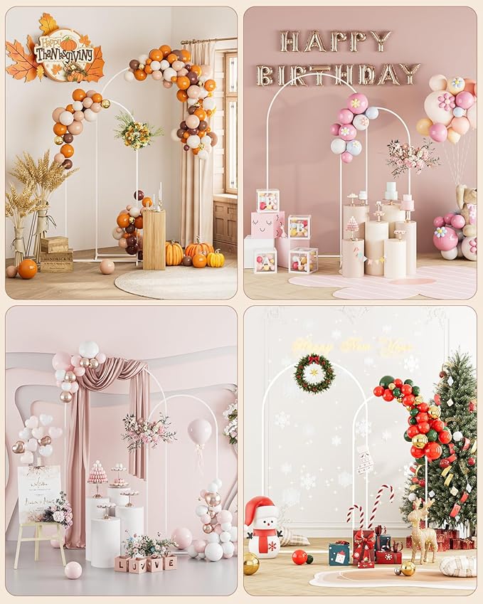 Wedding Arch, Metal Arch Backdrop Stand, Balloon Arch Stand Wedding Frame for Ceremony Decoration (White, 7.2FT, 6FT Arch Backdrop)
