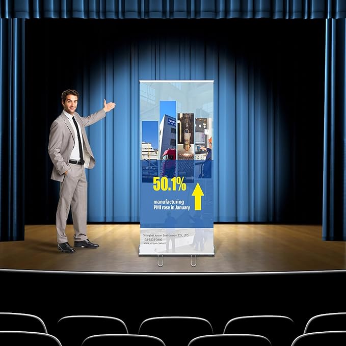 Custom Retractable Banner Stand for Business, Roll Up Banner Holder with Carry Bag, Vertical Banner Stand, Customizable Sign with Stand for Indoor Outdoor Display, Advertising,Birthday & Party-31.5"