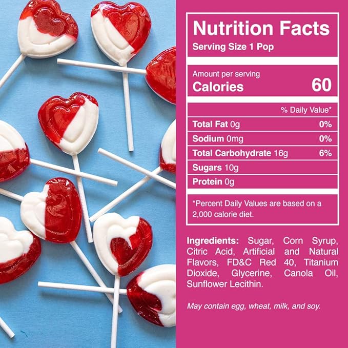Heart Lollipops by Candy Creek, Bulk 5 lb. Carton, Strawberry Cream Valentine’s Candy- nut free
