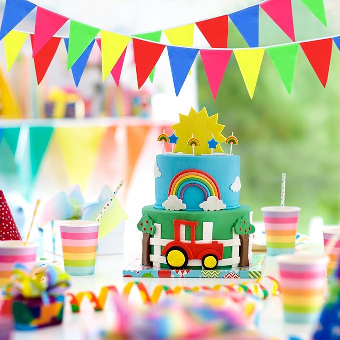 Boao 3280 ft Pennant Banner Flags Multicolor Bunting Triangle Flags Reusable Rainbow Nylon Cloth Flag Pennants for Grand Opening Outdoor Celebrations Shops Classroom Party Decoration