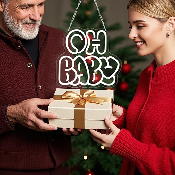 Oh Baby Neon Sign for Backdrop Wall Decor,OH Baby light up sign for Valentine’s Day, Nursery Wall Decor & Shower Backdrop for Arch Game Room Gift for Boy Girlfriend