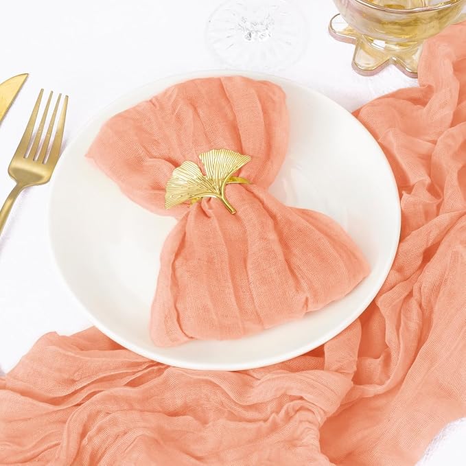 50 Pack Peach Cheesecloth Napkins Spring Cloth Napkins Set of 50 Dinner Napkins Bulk 21x21 Inches for Wedding Bridal Shower Baby Shower Valentine's Day