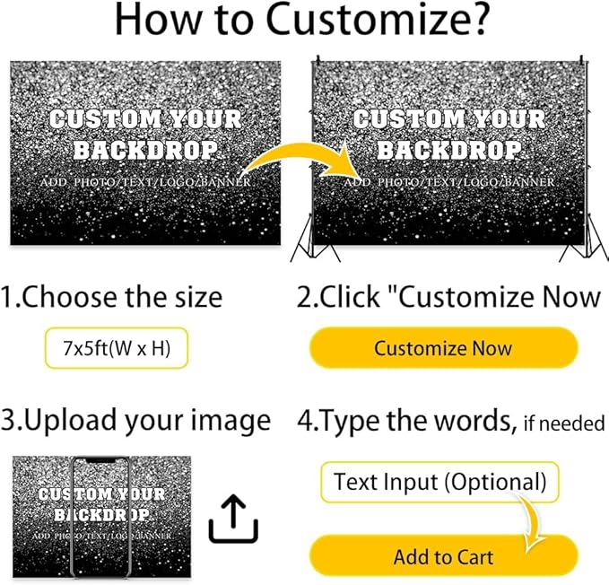 Leowefowa 16x3ft Custom Image Background Personalized Backdrop Customized Vinyl Backdrop with Pictures Photo Text Custom Banner Supplies Background for Baby Shower Birthday Party Decor