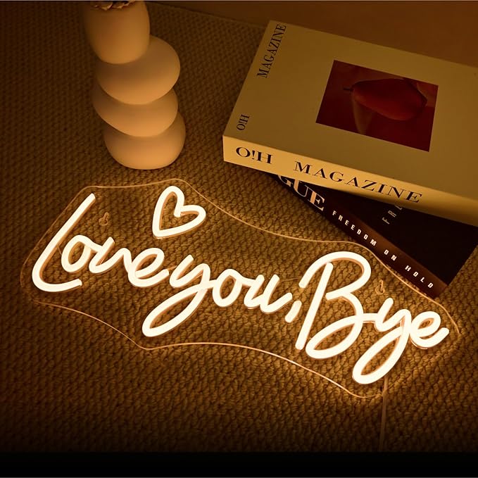 Love You Bye Neon Sign Above Door Led Light Neon Signs For Wall Decor Warm White Entryway Hallway Neon Light Graduation Bedroom Home Wedding Party Bar Modern Decoration Birthday Gift