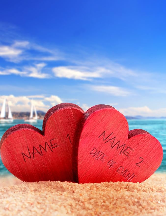 IPIC - Beach Lovers, Personalized Artwork with Names and Date on, Customized Gift for Anniversary,Wedding,Birthday and Holidays. Picture size: 30x20, Framed Size: 33x23