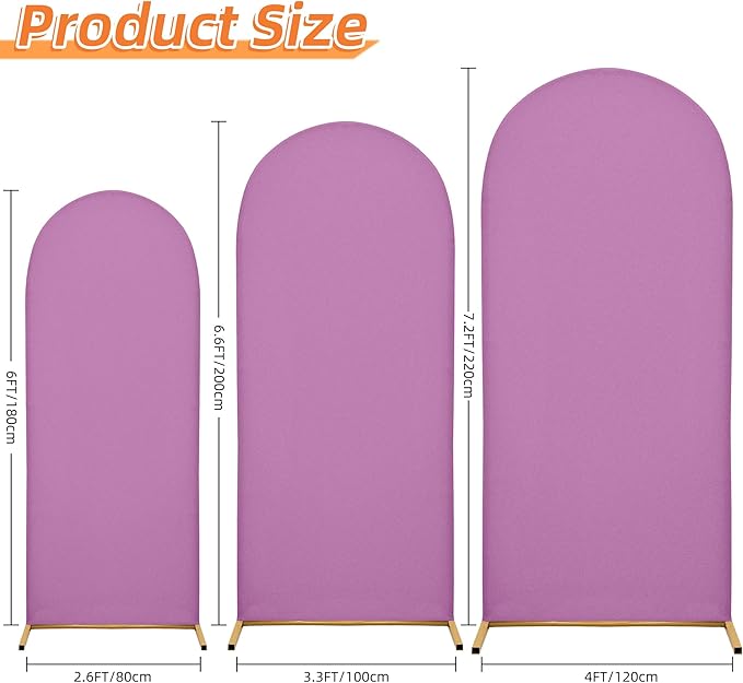 3-Piece Arch Cover Bundle – 7.2FT, 6.6FT & 6FT Stretch Spandex Backdrop Set – Wedding, Birthday & Photo Booth Arch Covers for Every Event