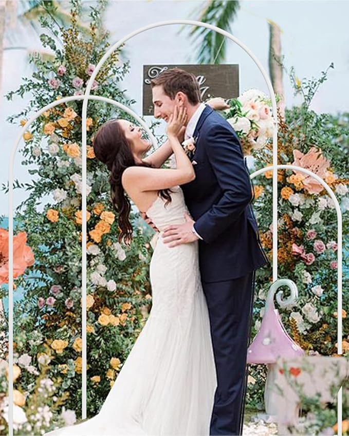 Wedding Arch, Metal Arch Backdrop Stand, Balloon Arch Stand Wedding Frame for Ceremony Decoration (White, 6FT, 5FT, 4FT Arch Backdrop)