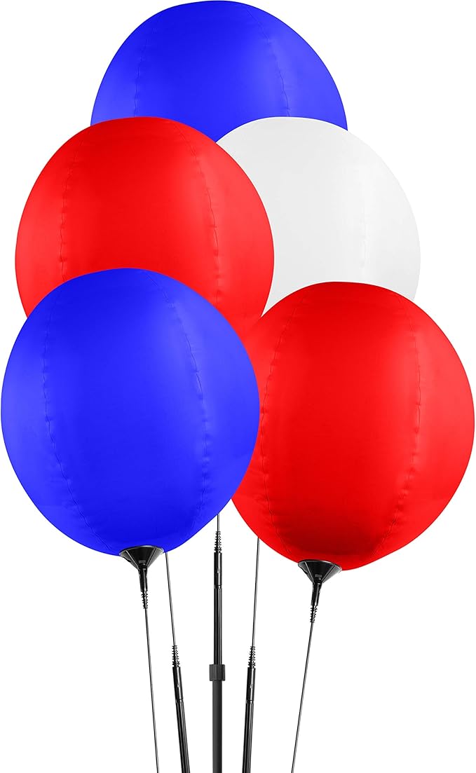 Reusable Balloon Cluster Kit w/ Ground Spike - Red / White / Blue