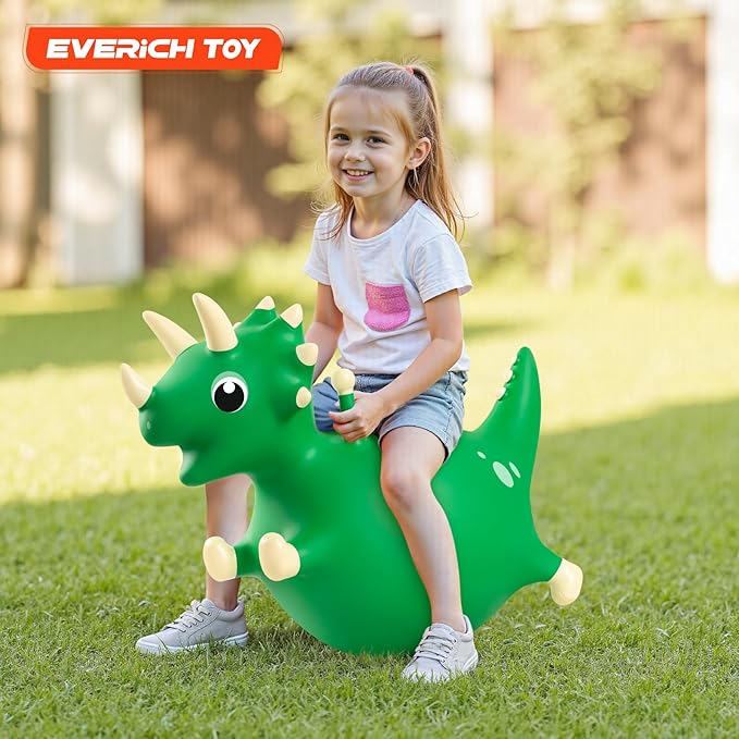 EVERICH TOY Bouncy Dinosaur Hopping Toy, Bouncy Horse Animals Ride on, Outdoor Inflatable Bouncer, Birthday Gifts for Boys Girls 4 5 6 7 8 Years Old Toddler
