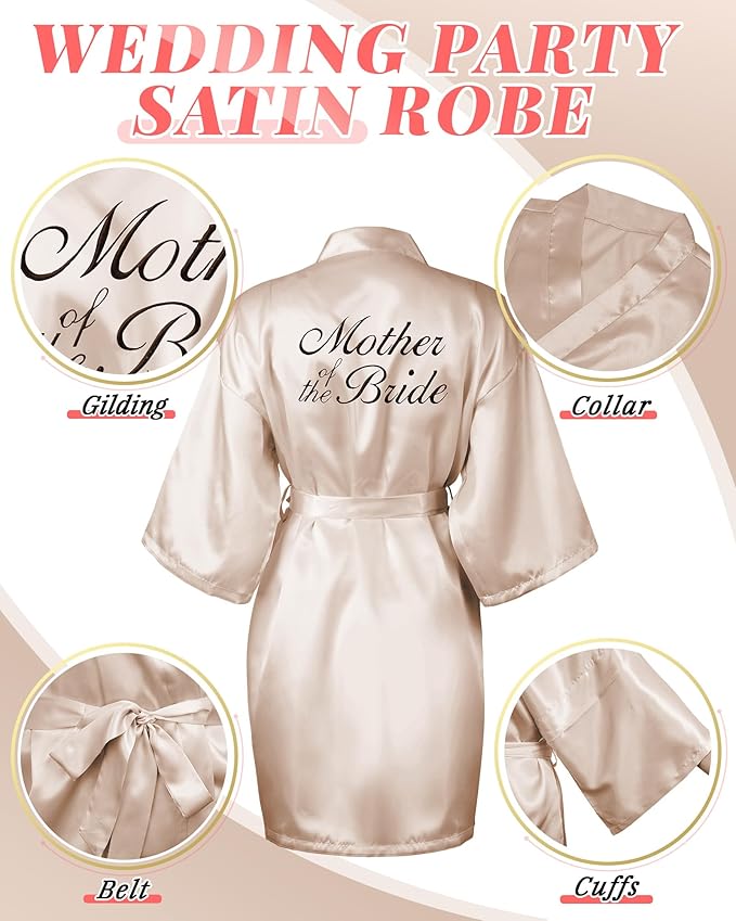 Jecery 12 Pcs Bridesmaid Robes Bride Kimono for Wedding Day Satin Embroidered Bridal Party Robes