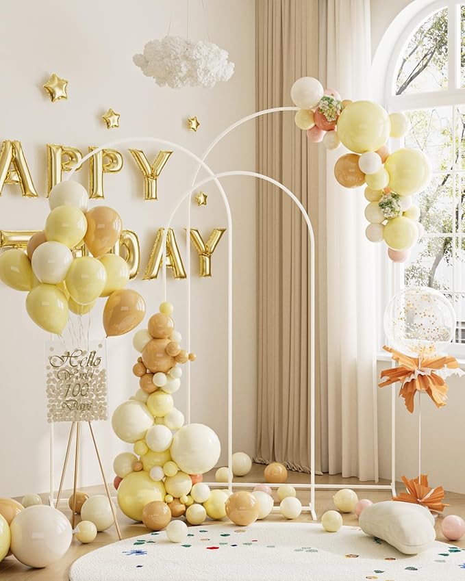 Wedding Arch, Metal Arch Backdrop Stand, Balloon Arch Stand Wedding Frame for Ceremony Decoration (White, 7.2FT, 6.6FT, 6FT Arch Backdrop)