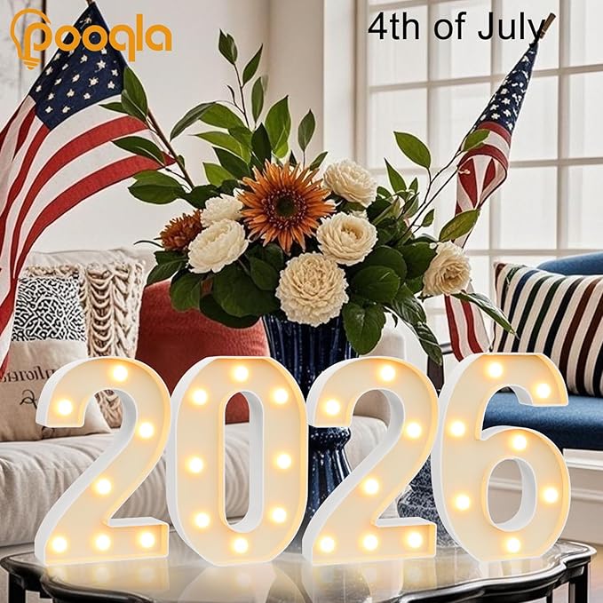 Pooqla Light Up Numbers 2026, Giant Marquee Numbers for New Year Decorations, 2026 Graduation Decorations for High School Seniors College Class of 2026 Party Classroom Decoration, Warm White