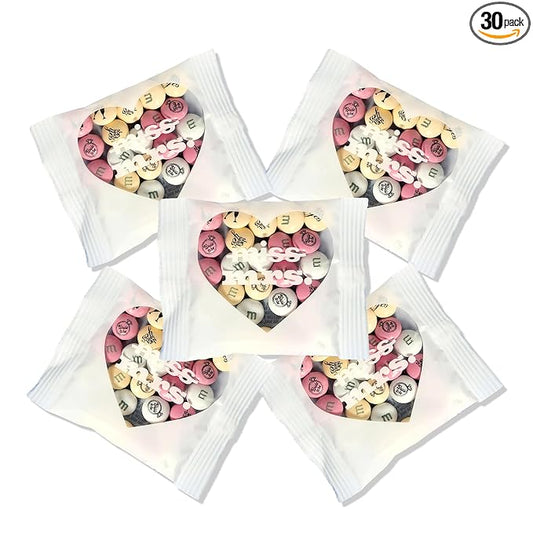 M&M'S WORLD Miss to Mrs. Themed Packs Filled with Printed Milk Chocolate Candies-30 Packs,For Bridal Shower Party Favors,Weddings,Bachelorette Party Favors,Bridesmaids Gifts for Wedding Day and More