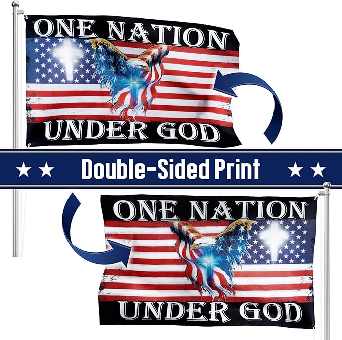 FLAGWIX 4x6 Patriot American Flags, One Nation Under God American Eagle Flag, Decorations For Home, Outside, Inside House, Patriot Decorations - Indoor, Outdoor Decor Flag with Grommetsndoor, Outdoor Decor with Grommets
