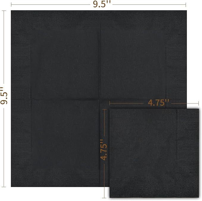 Cocktail Napkins - 1000 Count 2-Ply Black Napkins Disposable, 4.75 x 4.75 Inch Folded Paper Napkins Bulk Beverage Napkins for Dinner Wedding Bar Party and Everyday Use