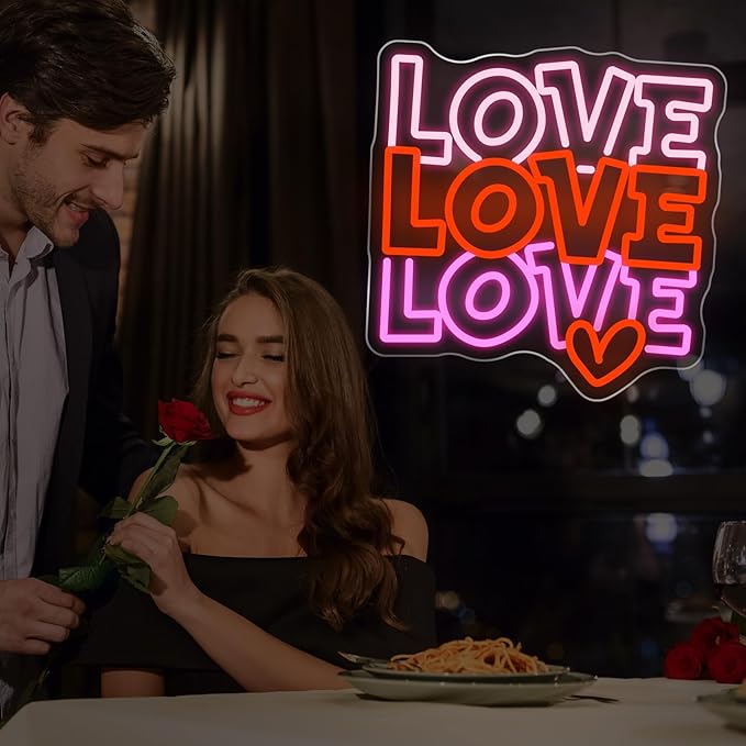 Love Neon Sign - 5-Level Dimmable USB Valentine's Day Decor & Pink Neon Signs, Ideal for Weddings, Parties, Shop Walls, Teen Girl Bedroom Wall Art