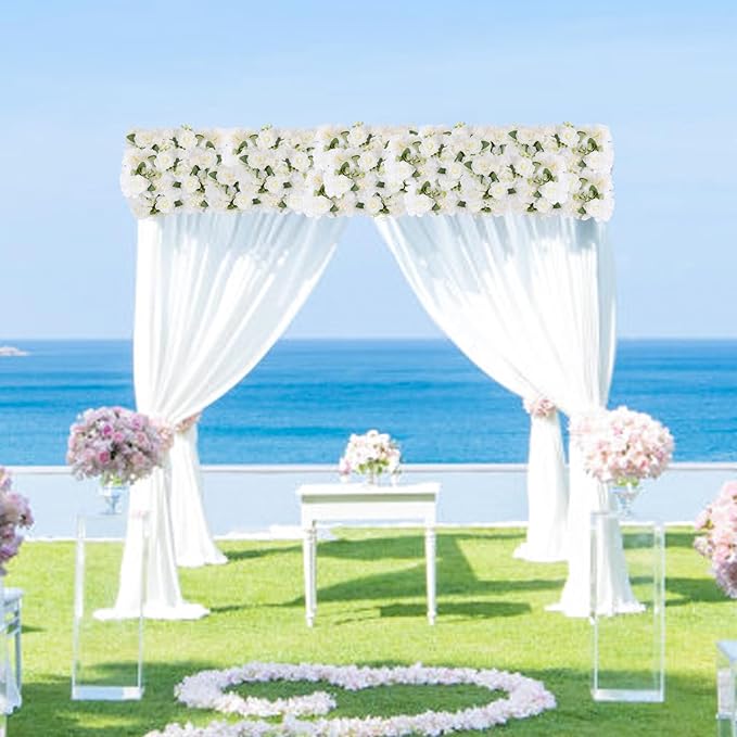 Pack of 10 Wedding Arch Decorations, 20.47 inch Artificial Flower Table Centerpieces Floral Arrangement for Wall Backdrop Party Bridal Shower Event Decor - White&Blue