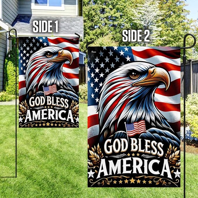 FLAGWIX American Flag - Patriotic Eagle God Bless America Flag MLN2548F, House Flag (29.5" x 39.5") - USA Flags Premium Polyester - Decorative Indoor Outdoor Flag