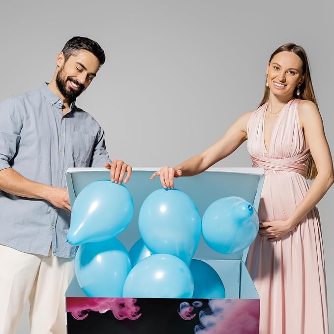 AmazingSpark 28in Jumbo Gender Reveal Gift Box Kit with Oversized Box Giant Pull Bows for Gender Reveal Baby Shower Birthday Party Decor(Burnouts or Bows)