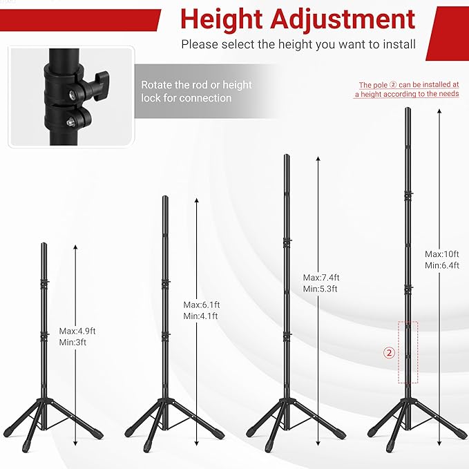 JSungo 10x10 FT Backdrop Stand for Parties, Adjustable Photo Backdrop Stand Kit with Carrying Bag, Portable Background Stand Backdrop for Wedding, Photoshoot, and Photo Studio