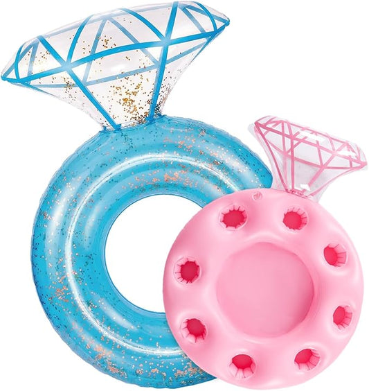 Zeraty Inflatable Pool Float Diamond Ring for Adults, Glitter Bachelorette Party Wedding Decorations Bridal Shower Gifts, Engagement Photo Prop, Swim Tube Beach Backyard Pool Lounging Supports 265 lbs