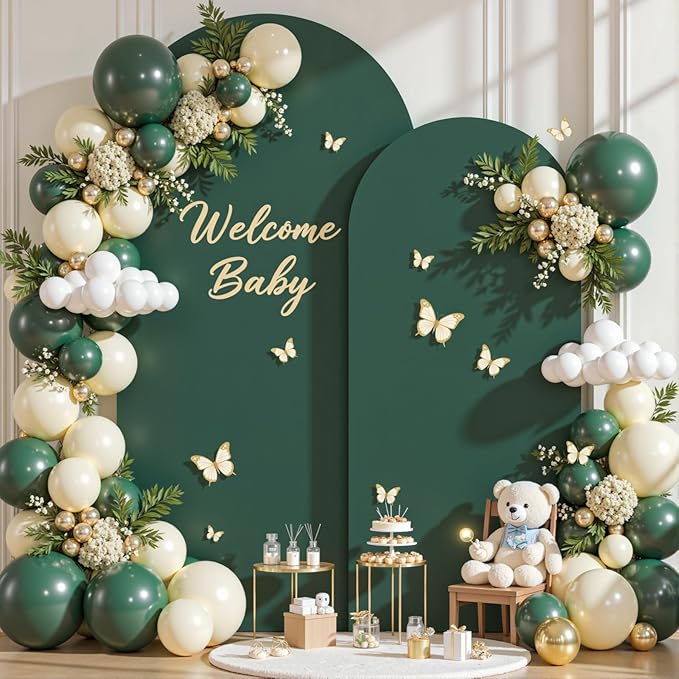 Hunter Green Arch Backdrop Cover Set of 2 Spandex 7.2 and 6ft Arch Covers Stretchy Backdrop Birthday Party Arch Stand Covers for Baby Shower Wedding Bridal Shower Banquet Photo Background Decorations