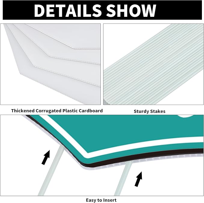 Aneco Waterproof 2026 Grad Yard Signs Plastic Graduation Yard Signs Party Outdoor Lawn Decorations 16 Inches Glitter Congrats Grad Lawn Sign with Stakes for Outdoor Party Garden Decor (Teal)