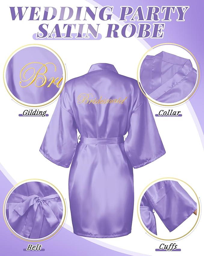 Jecery 12 Pcs Bridesmaid Robes Bride Kimono for Wedding Day Satin Embroidered Bridal Party Robes
