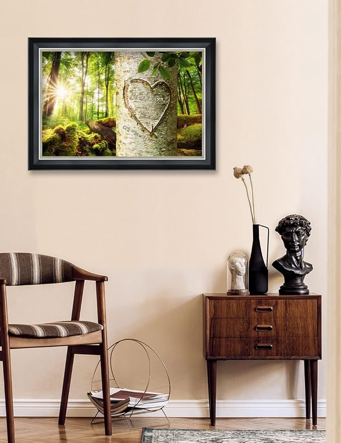 IPIC - Love Evergreen, Personalized Framed Wall Art with Names and Date on, Giclee Prints Framed with Solid Wood, Custom Memorial Gifts for Anniversary. Total Size: 27.25" W x 19.25" H