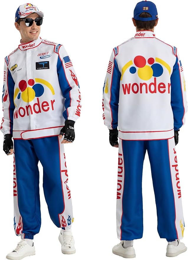 Race Car Driver Costume Jumpsuit Racing Suit Outfit Jacket Halloween Adult Men Women