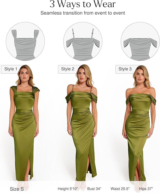 Popilush Womens Shapewear Maxi Dress Multi Way Wear Off The Shoulder Bodycon Long Cocktail Formal Dresses