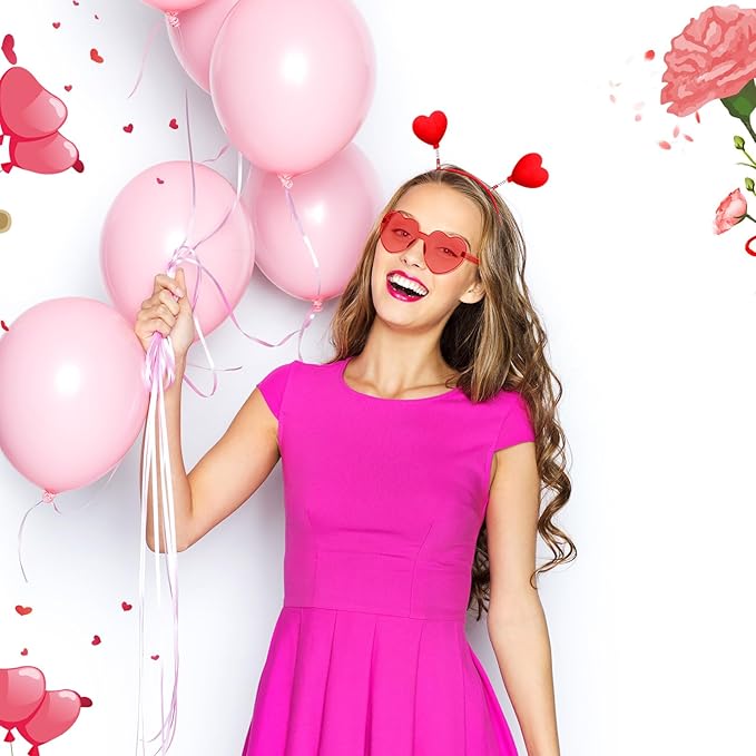 Yunsailing 48 Pcs Valentines Day Heart Headband Boppers and Heart Shape Sunglasses Valentines Accessories Costume Photo Prop(Red)