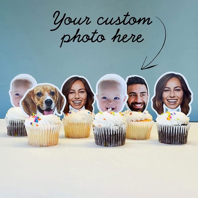 VictoryStore – Custom Cupcake Toppers – Set of 75 Personalized Face Cupcake Toppers with Custom Photo – Perfect for Birthdays, Wedding Showers, Anniversaries and More
