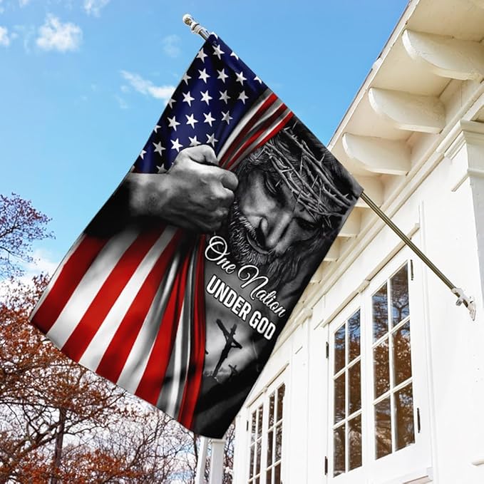 FLAGWIX Christian Patriot American Flags, One Nation Under God - 4th of July Decorations for Home, Outside, Indoor Outdoor Flag, House Flag 30x40 - Double Sided, Heavy Duty Canvas, Fade Resistant