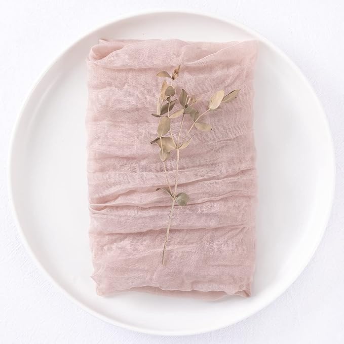 100 Pack Pink Cheesecloth Napkins Spring Cloth Napkins Set of 100 Pale Pink Dinner Napkins Bulk 21x21 Inches for Wedding Bridal Shower Baby Shower Valentine's Day
