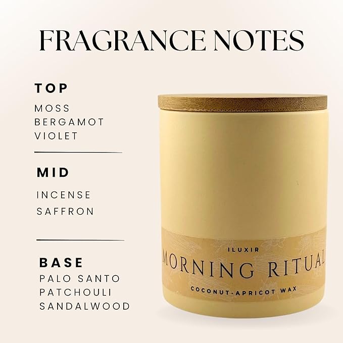 Morning Ritual Scented Candle – Palo Santo & Sandalwood Soy Candle for Meditation & Yoga – Earthy Moss Luxury Candle – Vegan, Phthalate-Free, Clean Burn – 13 oz, Made in USA