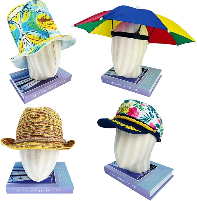 Bulk Luau Party Hats - 12 Assorted Funny Hawaiian Hat, Tropical Fancy Dress Props Hats, Fun Summer Party Accessories, Beach Themed Party Supplies Decoration
