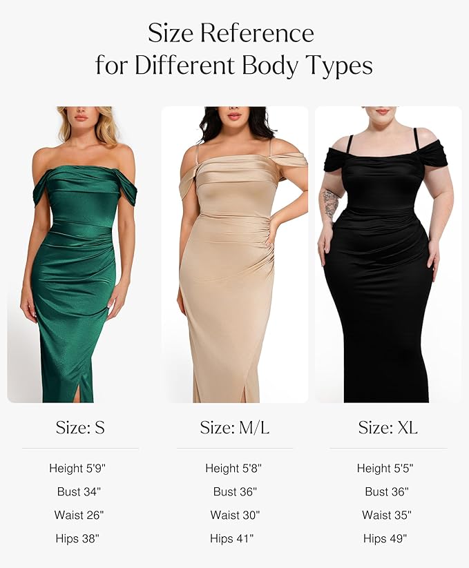 Popilush Womens Shapewear Maxi Dress Multi Way Wear Off The Shoulder Bodycon Long Cocktail Formal Dresses