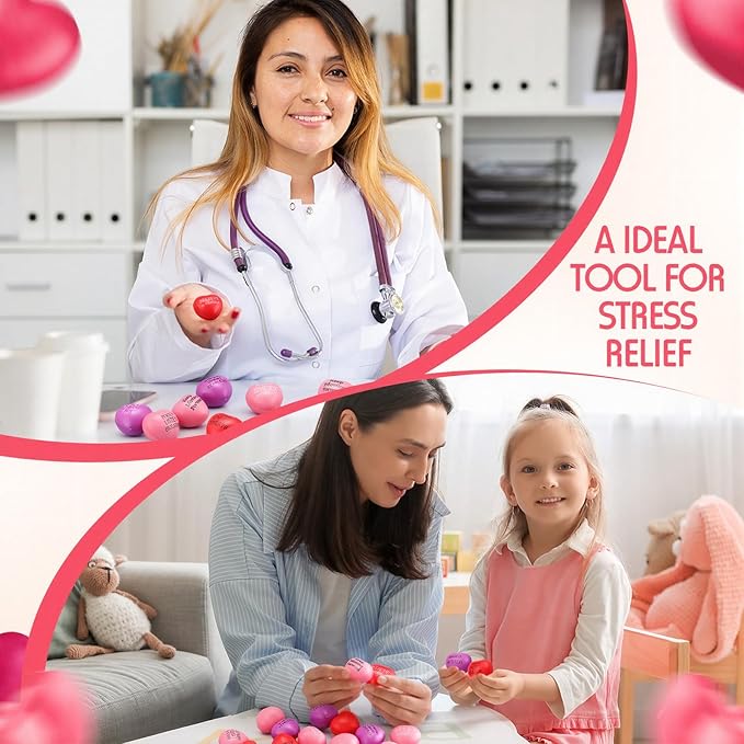 300 Pieces Valentine Day Heart Stress Balls 1.5 Inch Mini Stress Relief Balls Small Heart Shape Ball Kids Adults Wedding School Carnival Gift(Inspirational)