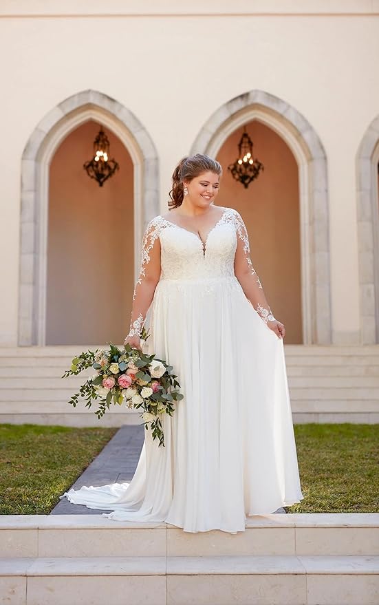 Plus Size Wedding Dresses for Bride Long Sleeve Wedding Bridal Gowns with Lace Appliques Off Shoulder Bride Dress