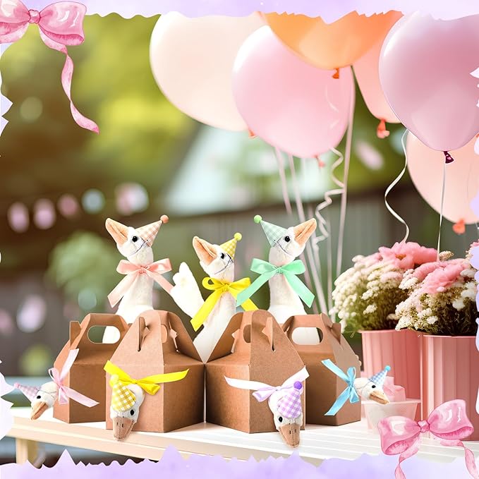 Silly Goose Party Supplies Plush Animal and Mini Birthday Party Hats with Ribbon Bow for Christmas Birthday Gift