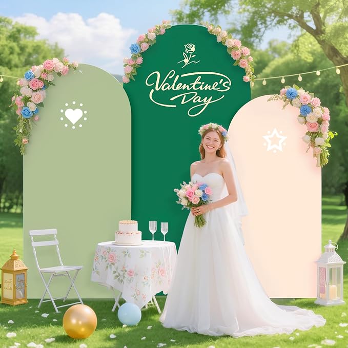 Green Wedding Arch Cover Set of 3 Arch Backdrop Covers 6FT 5FT 4FT Spandex Cover for Arched Backdrop Balloon Arches Stand Covers Stretchy Backdrops Fabric for Baby Shower Birthday Party Wall Decor