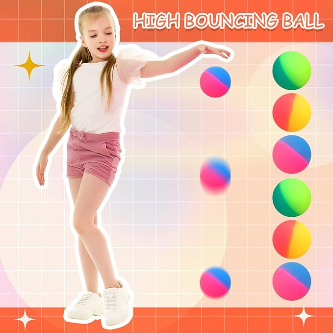 Jenaai 50 Pcs 45 mm/1.77 Inch Bouncy Balls for Kids, Large Rubber High Bouncing Balls in Bright Assorted Multi Colors Bulk for Birthday Party Favors Easter Classroom Carnival Prizes Gift