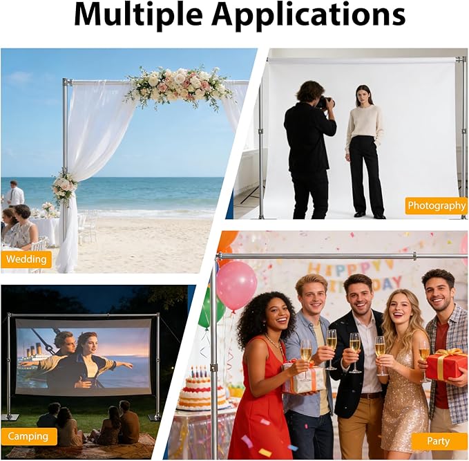 Backdrop Stand Heavy Duty 9.2x9.2ft - Adjustable Photo Backgdrop Stand Kit for Photography, Wedding, Party, Family Celebration, Portable Pipe and Drape Support System with Carrying Bag