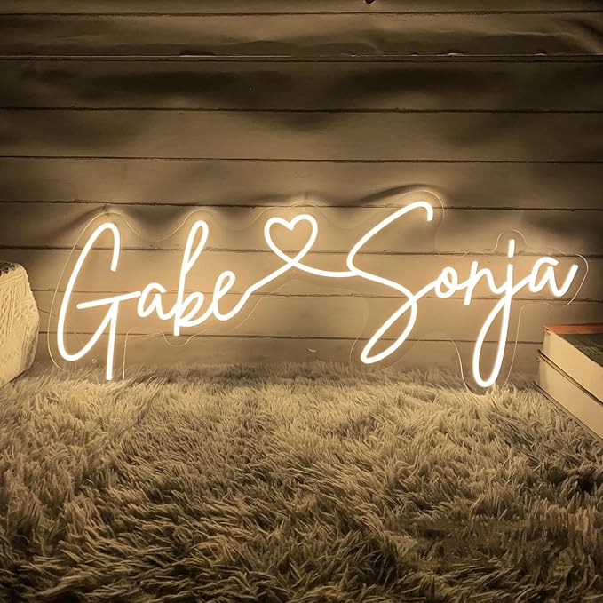 Custom Wedding LED Neon Sign Personalized Couple Names with Heart Neon Light Up Sign Customizable for Home Wedding Engagement Party Backdrop Wall Decor